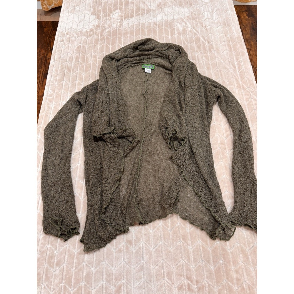 Purp7e Open Front Cardigan S/M‎ Green Rayon Earthy Fairycore Goblincore Mossy - Picture 11 of 16